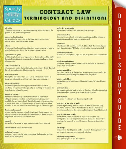 Contract Law Terminology and Definitions (Speedy Study Guide)