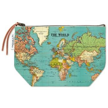 World Map Vintage Pouch