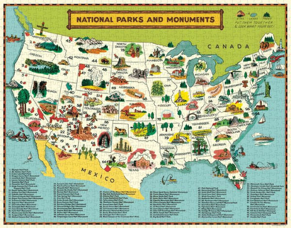 Cavallini & Co - National Parks Map 1000 Piece Jigsaw Puzzle by Cavallini &  Co.