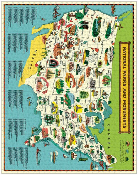 Cavallini & Co - National Parks Map 1000 Piece Jigsaw Puzzle