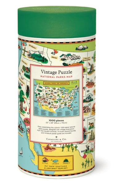 Cavallini & Co - National Parks Map 1000 Piece Jigsaw Puzzle