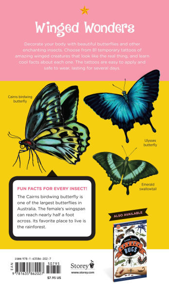Fluttery, Friendly Tattoo Butterflies and Other Insects: 81 Temporary Tattoos That Teach