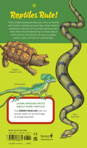 Slithering, Scaly Tattoo Snakes & Other Reptiles: 50 Temporary Tattoos That Teach