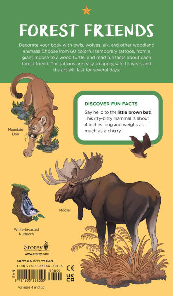 Wild, Wonderful Tattoo Woodland Animals: 60 Temporary Tattoos That Teach