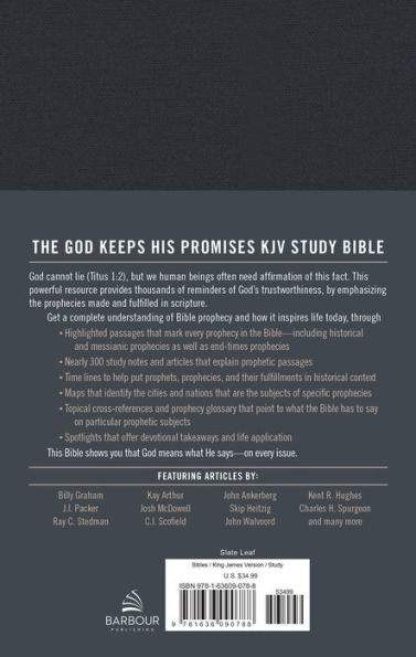 The God Keeps His Promises KJV Study Bible [Slate Leaf]: Understand Bible Prophecy. . .and Find Inspiration for Life