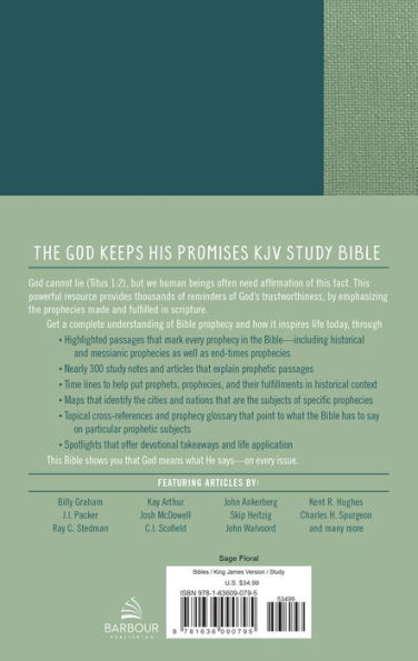 God Keeps His Promises KJV Study Bible [Sage Floral]: Understand Bible Prophecy. . .and Find Inspiration for Life