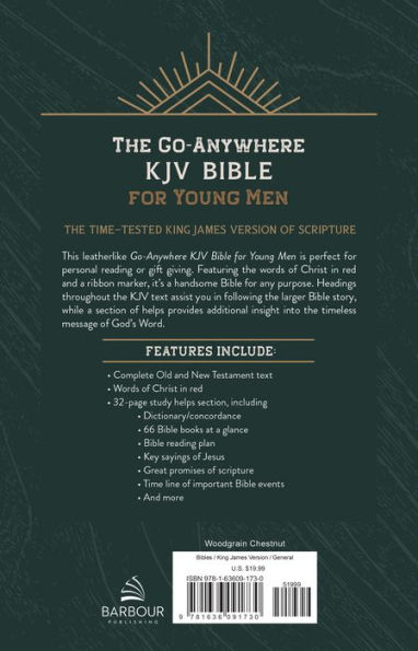 The Go-Anywhere KJV Bible for Young Men [Woodgrain Chestnut]