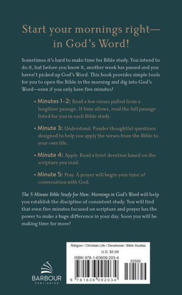The 5-Minute Bible Study for Men: Mornings in God's Word