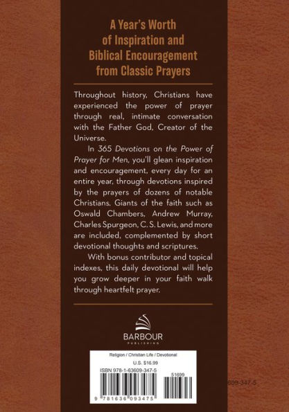 365 Devotions on the Power of Prayer for Men: Daily Inspiration from Classic Prayers