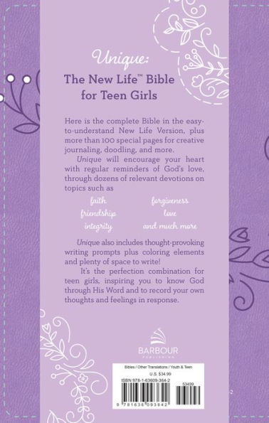 Unique: The New Life Bible for Teen Girls