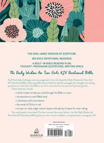Daily Wisdom for Teen Girls KJV Devotional Bible [Blush Rainforest]