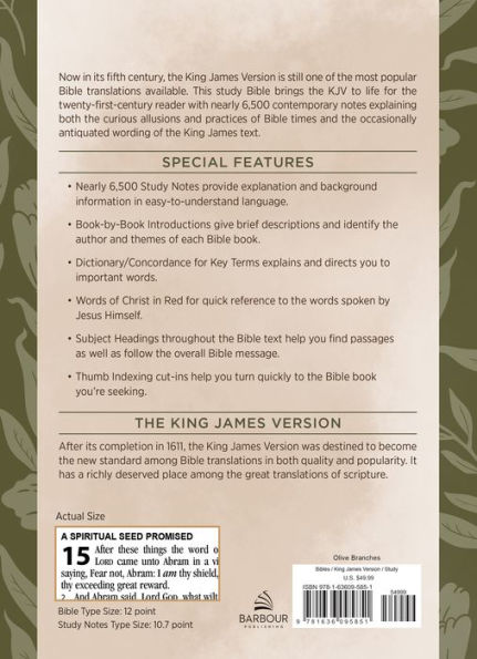 The KJV Study Bible, Large Print [Olive Branches]