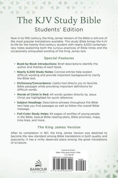 The KJV Study Bible, Students' Edition [Cypress & Smoke]