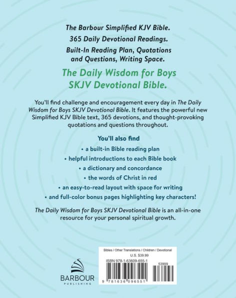 The Daily Wisdom for Boys SKJV Devotional Bible: The Barbour Simplified King James Version