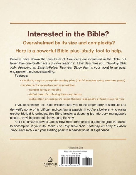 The Holy Bible KJV: Featuring an Easy-to-Follow Two-Year Study Plan [Cinnamon & Gold]