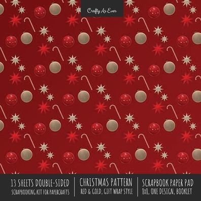 Christmas Pattern Scrapbook Paper Pad 8x8 Decorative Scrapbooking Kit for Cardmaking Gifts, DIY Crafts, Printmaking, Papercrafts, Red and Gold Designer Paper