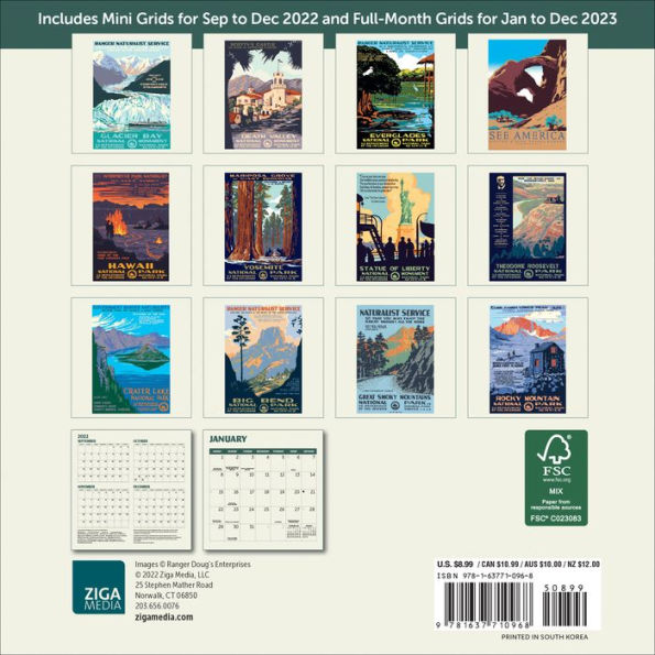 2023 National Parks Poster Art of the WPA Mini Wall by Ranger Ranger