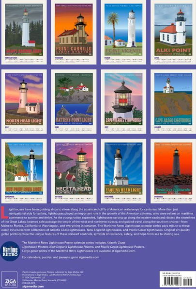 2025 Pacific Coast Lighthouses Large Wall