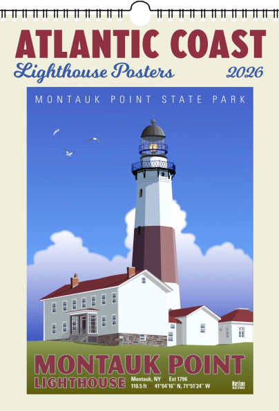 2026 Atlantic Coast Lighthouse Posters Large Wall, 13.4" x 19"