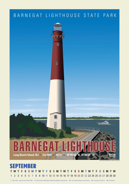 2026 Atlantic Coast Lighthouse Posters Large Wall, 13.4" x 19"