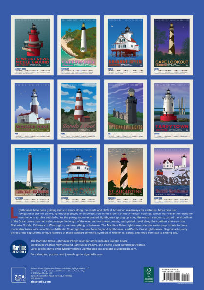 2026 Atlantic Coast Lighthouse Posters Large Wall, 13.4" x 19"