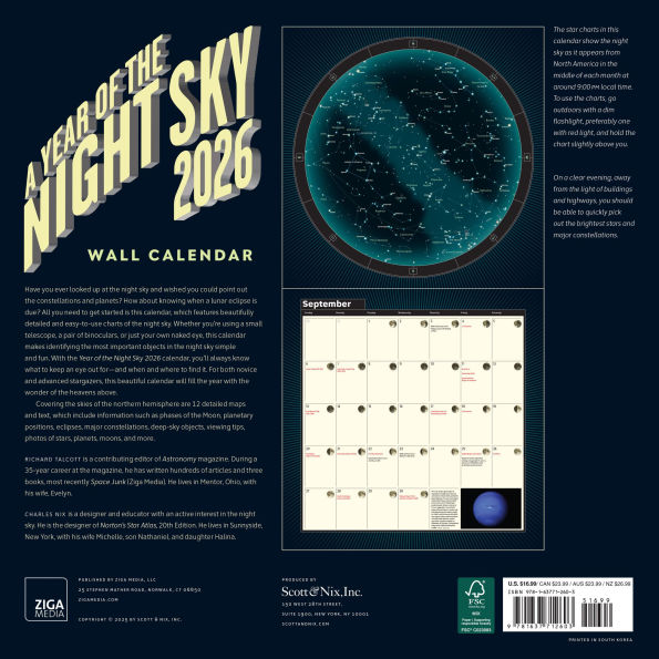 2026 A Year of the Night Sky Wall Calendar
