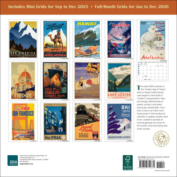 2026 Travel Posters Wall Calendar