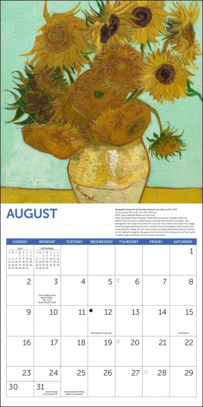 2026 Van Gogh Flowers Wall Calendar