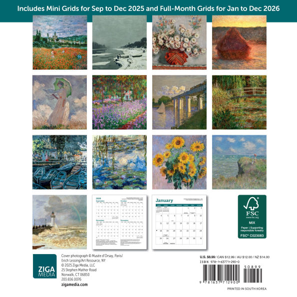 2026 Monet Mini Wall Calendar