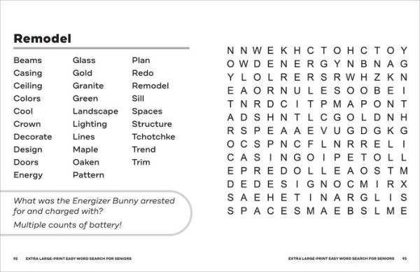 Extra Large-Print Easy Word Search for Seniors