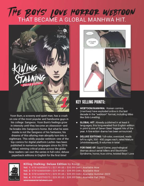 Killing Stalking Vols 1-3 Manga/Manhwa By Koogi Very Good