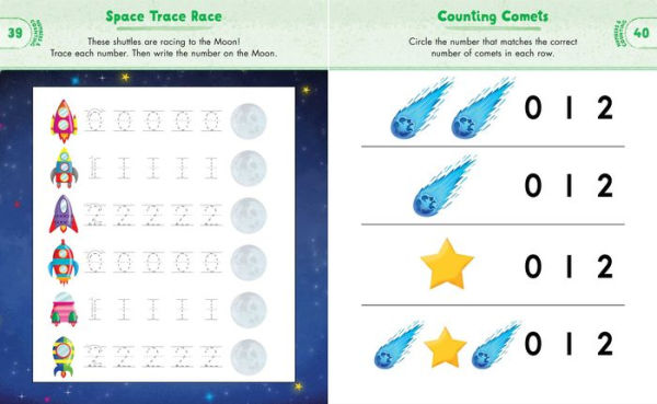 Kindergarten Activity Book: Space: 75 Games to Practice Early Reading, Writing, and Math Skills