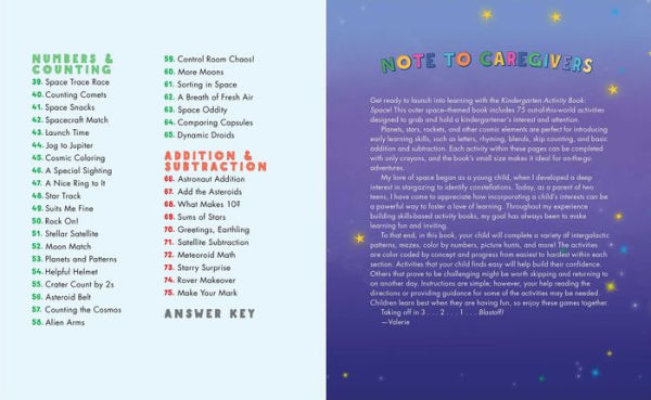 Kindergarten Activity Book: Space: 75 Games to Practice Early Reading, Writing, and Math Skills