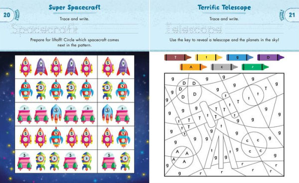 Kindergarten Activity Book: Space: 75 Games to Practice Early Reading, Writing, and Math Skills