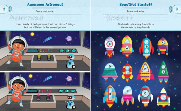 Kindergarten Activity Book: Space: 75 Games to Practice Early Reading, Writing, and Math Skills