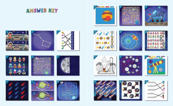 Kindergarten Activity Book: Space: 75 Games to Practice Early Reading, Writing, and Math Skills