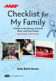 Free english books download pdf format ABA/AARP Checklist for My Family: A Guide to My History, Financial Plans, and Final Wishes