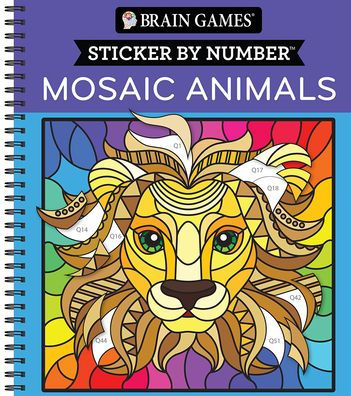 Brain Games - Sticker by Number: Mosaic Animals (28 Images to Sticker)