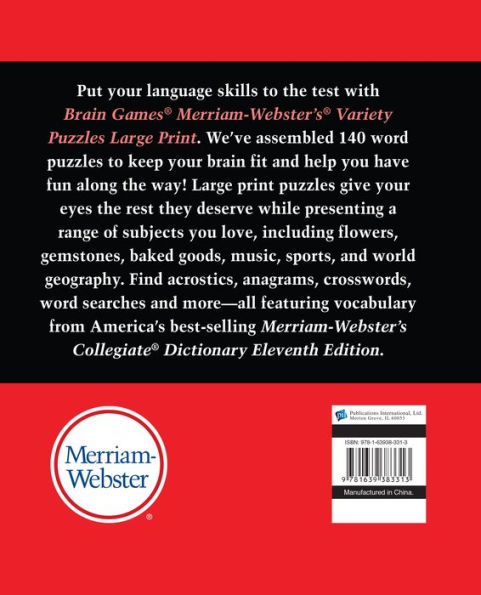 Brain Games Merriam Webster LP Variety Puzzles