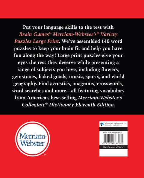 Brain Games Merriam Webster LP Variety Puzzles by PIL, Other Format ...