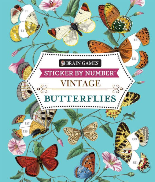 Brain Games Sticker By Number Vintage Butterflies