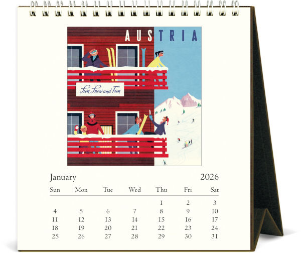 2026 Cavallini Vintage Travel Desk Calendar