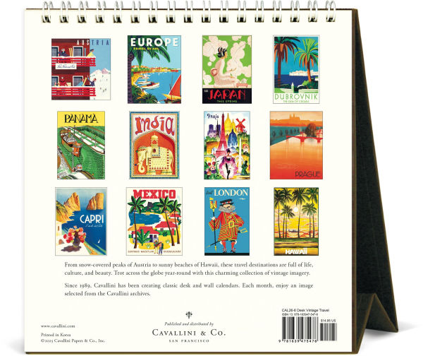 2026 Cavallini Vintage Travel Desk Calendar