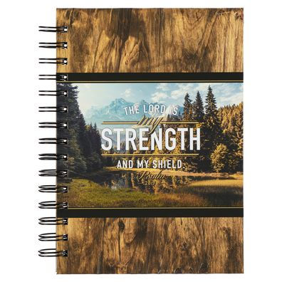 Christian Art Gifts Journal W/Scripture for Women Lord Is My Strength Psalm 28:7 Bible Verse Scenic Woods 192 Ruled Pages, Large Hardcover Notebook, Wire Bound