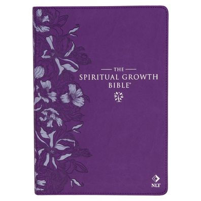 The Spiritual Growth Bible, Study Bible, NLT - New Living Translation Holy Bible, Faux Leather, Purple Debossed Floral