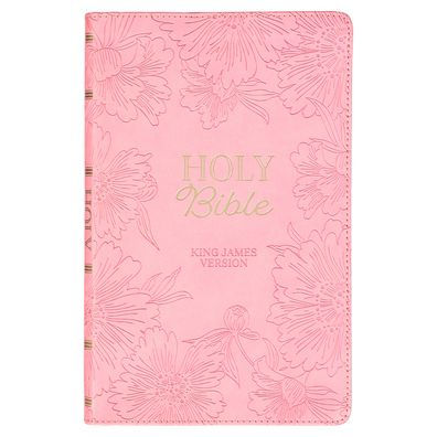 KJV Holy Bible, Gift Edition King James Version, Faux Leather Flexible Cover, Light Pink Floral