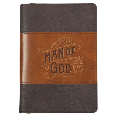 Journal Classic Zip Brown Two-Tone Man of God 1 Tim. 6:11