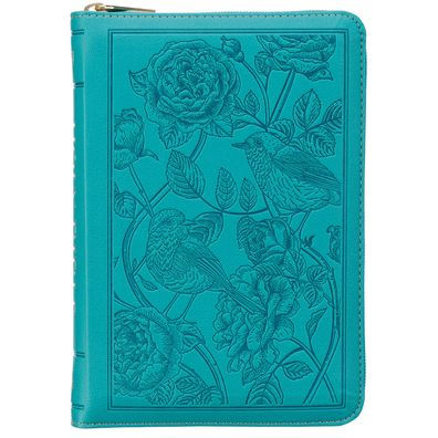 KJV Bible Compact Bible Faux Leather Teal W/Zipper