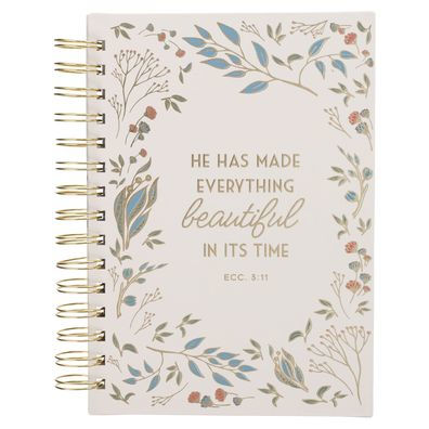 Journal Wirebound Ivory Floral Everything Beautiful Ecc. 3:11