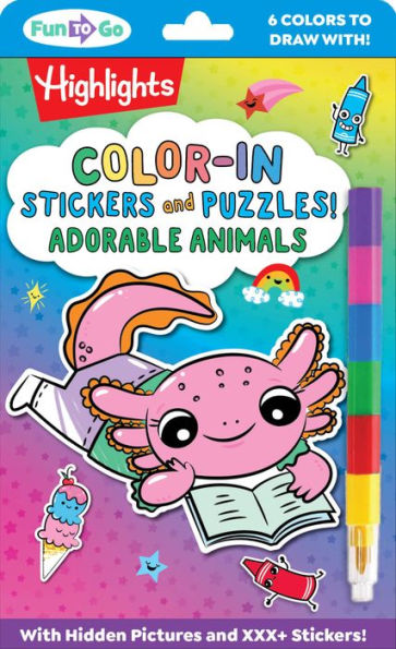 Color-In Stickers and Puzzles! Adorable Animals